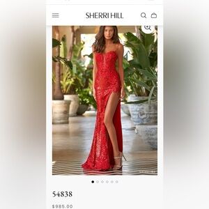 Sherri Hill Scarlet Sequin High-Low Dress